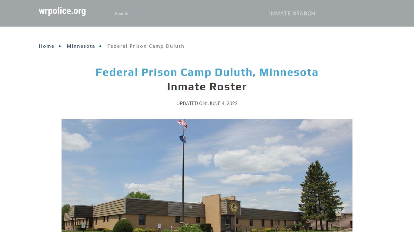 Federal Prison Camp Duluth, Minnesota - Inmate Locator - wrpolice.org